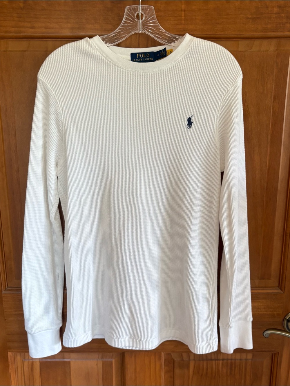 Ralph Lauren Polo White Long-Sleeve Thermal Shirt, Women's Size M, Layering Must